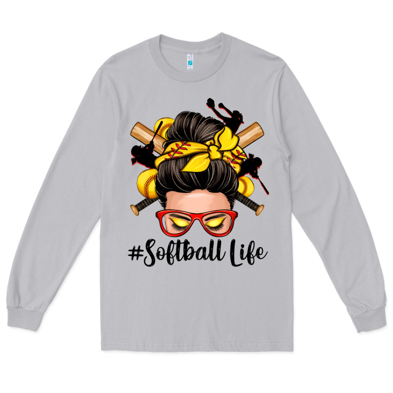 Softball Life Messy Bun Long Sleeve Tee by Zillion Design Studio | Teevron