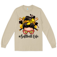 Mushroom softball life messy bun Long Sleeve Tee - Zillion Design Studio