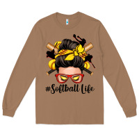 Toasted Coconut softball life messy bun Long Sleeve Tee - Zillion Design Studio