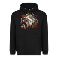 Black İndian Headress Cowhide Heavyweight Hoodie - AdoDesignShop