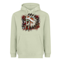 Matcha İndian Headress Cowhide Heavyweight Hoodie - AdoDesignShop