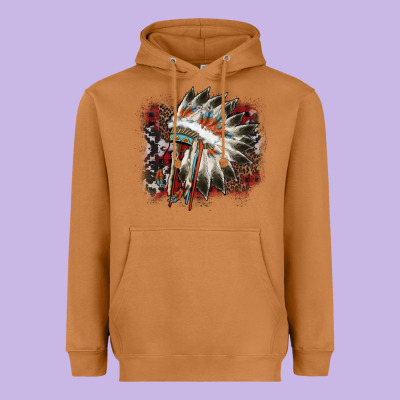 İndian Headress Cowhide Heavyweight Hoodie Designed By Adodesignshop