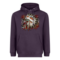 Plum İndian Headress Cowhide Heavyweight Hoodie - AdoDesignShop