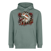 Sage İndian Headress Cowhide Heavyweight Hoodie - AdoDesignShop