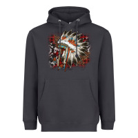Smoke İndian Headress Cowhide Heavyweight Hoodie - AdoDesignShop