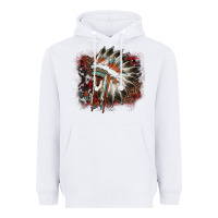 White İndian Headress Cowhide Heavyweight Hoodie - AdoDesignShop