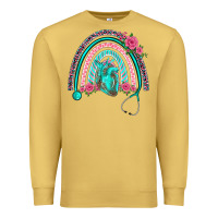 Antique Gold nurse life spring stethoscope heart rainbow Premium Sweatshirt - BarkalooDesign