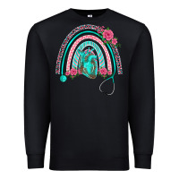 Black nurse life spring stethoscope heart rainbow Premium Sweatshirt - BarkalooDesign