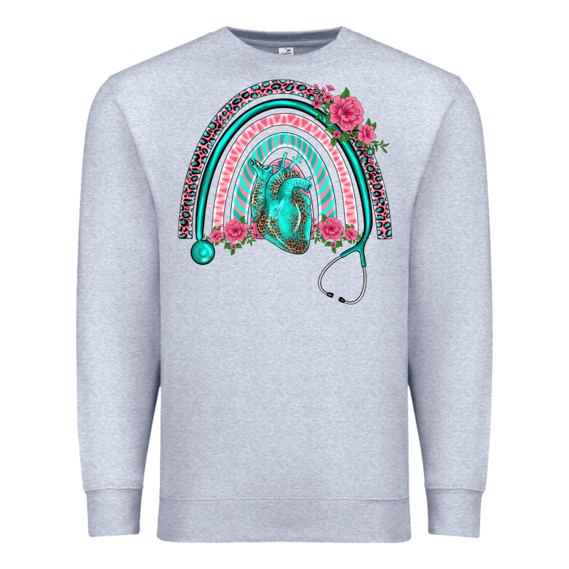 Nurse Life Spring Stethoscope Heart Rainbow Premium Sweatshirt by BarkalooDesign | Teevron