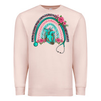 Pale Pink nurse life spring stethoscope heart rainbow Premium Sweatshirt - BarkalooDesign