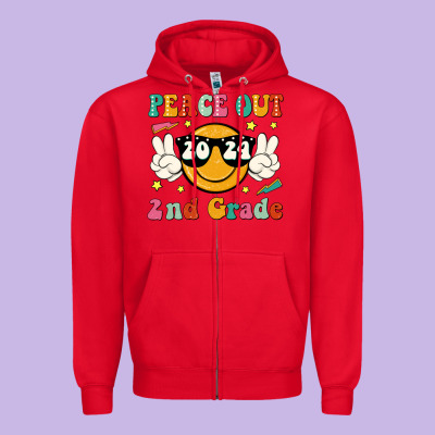 Peace Out 2024 2nd Grade Zipper Hoodie Designed By Jahusdesignshop