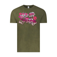 Vintage Olive pink it's my birthday Vintage Tee - Zillion Design Studio
