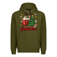 Army Green 'tis the season with christmas tree and hot cocoa Premium Hoodie - MaliasSmallBusiness