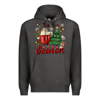 Charcoal Heather 'tis the season with christmas tree and hot cocoa Premium Hoodie - MaliasSmallBusiness