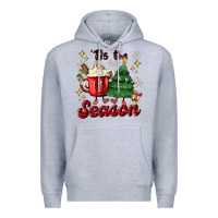 Heather Grey 'tis the season with christmas tree and hot cocoa Premium Hoodie - MaliasSmallBusiness