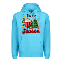 Ocean Blue 'tis the season with christmas tree and hot cocoa Premium Hoodie - MaliasSmallBusiness