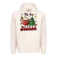 Pale Pink 'tis the season with christmas tree and hot cocoa Premium Hoodie - MaliasSmallBusiness