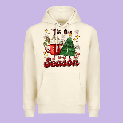 'tis The Season With Christmas Tree And Hot Cocoa Premium Hoodie Designed By Maliassmallbusiness