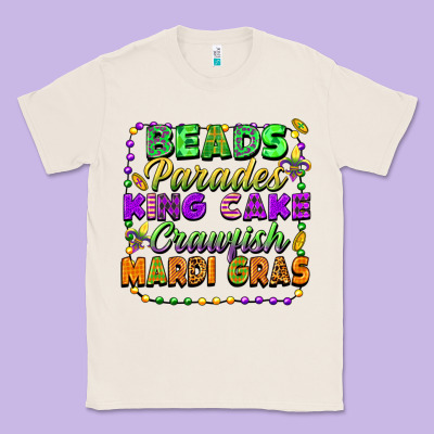 Beads Parades King Cake Crawfish Mardi Gras Classic Tee Designed By Fadigitalartstudio