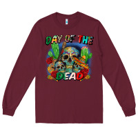 Burgundy day of the dead Long Sleeve Tee - CTS Tumbler Store