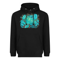 Black turquoise leopard background Heavyweight Hoodie - AdoDesignShop
