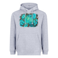 Heather Grey turquoise leopard background Heavyweight Hoodie - AdoDesignShop