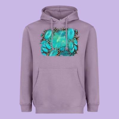 Turquoise Leopard Background Heavyweight Hoodie Designed By Adodesignshop