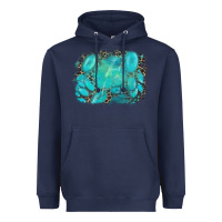 Navy turquoise leopard background Heavyweight Hoodie - AdoDesignShop