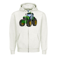 Oatmeal Heather farm tractor Zipper Hoodie - AdoDesignShop
