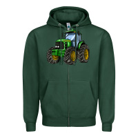 Sports Green farm tractor Zipper Hoodie - AdoDesignShop