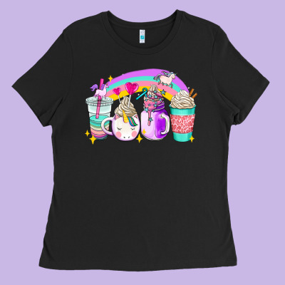 Unicorn Coffee Cups Ladies Tee Designed By Adodesignshop