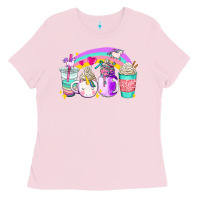 Bubblegum Pink unicorn coffee cups Ladies Tee - AdoDesignShop