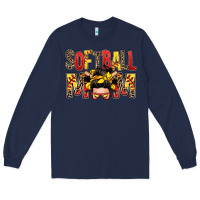 Navy softball mom messy bun Long Sleeve Tee - Zillion Design Studio