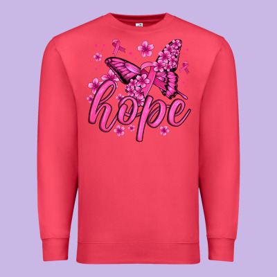 Hope Breast Cancer Butterfly Premium Sweatshirt Designed By Jasminsmagicworld