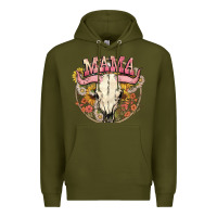 Army Green bullskull mama Premium Hoodie - NancyCooperArtShop