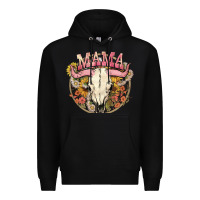 Black bullskull mama Premium Hoodie - NancyCooperArtShop