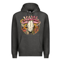 Charcoal Heather bullskull mama Premium Hoodie - NancyCooperArtShop
