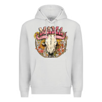 Dove Grey bullskull mama Premium Hoodie - NancyCooperArtShop