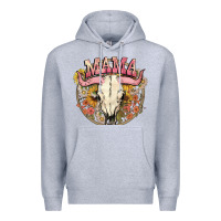 Heather Grey bullskull mama Premium Hoodie - NancyCooperArtShop
