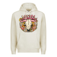 Oatmeal Heather bullskull mama Premium Hoodie - NancyCooperArtShop