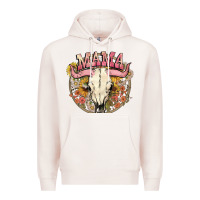 Pale Pink bullskull mama Premium Hoodie - NancyCooperArtShop