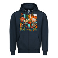 Navy fall vibes and that nurse life Zipper Hoodie - AdoDesignShop