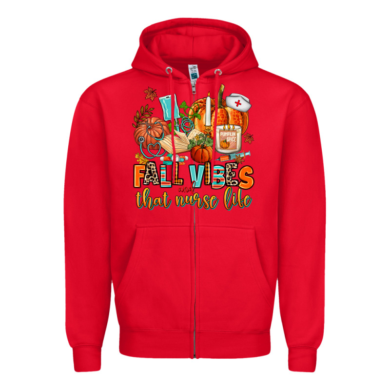 Fall Vibes And That Nurse Life Zipper Hoodie by AdoDesignShop | Teevron