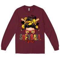 Burgundy softball mom messy bun Long Sleeve Tee - Zillion Design Studio