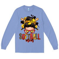 Colony Blue softball mom messy bun Long Sleeve Tee - Zillion Design Studio