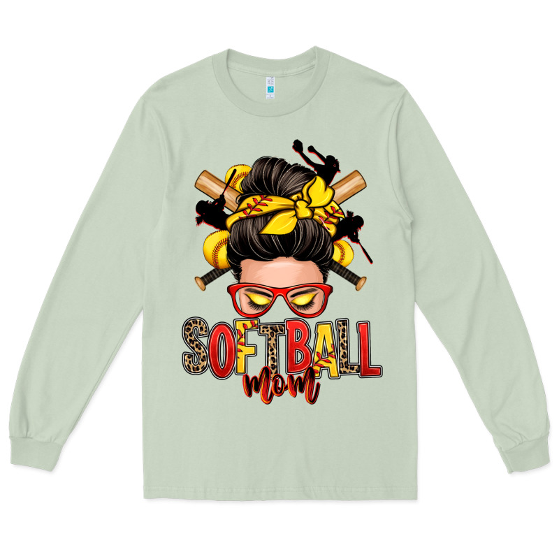 Softball Mom Messy Bun Long Sleeve Tee by Zillion Design Studio | Teevron