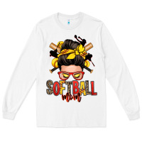 White softball mom messy bun Long Sleeve Tee - Zillion Design Studio