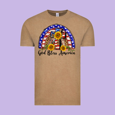 God Bless America  Rainbow Vintage Tee Designed By Barkaloodesign