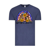 Vintage Denim god bless america  rainbow Vintage Tee - BarkalooDesign