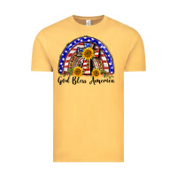 Vintage Mustard god bless america  rainbow Vintage Tee - BarkalooDesign